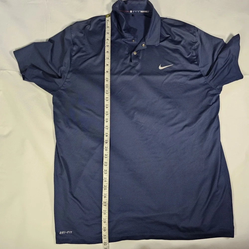 Nike Tiger Woods Collection Polo Shirt Mens XL Blue Dri-Fit Golf Performance‎